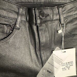 I&M Jeans Kylie Coated Black Leggings - Medium Size, Trendy & Versatile